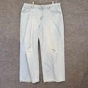Old Navy Pants Womens 16 Baggy Wide Leg Distressed Light Wash Plus Size